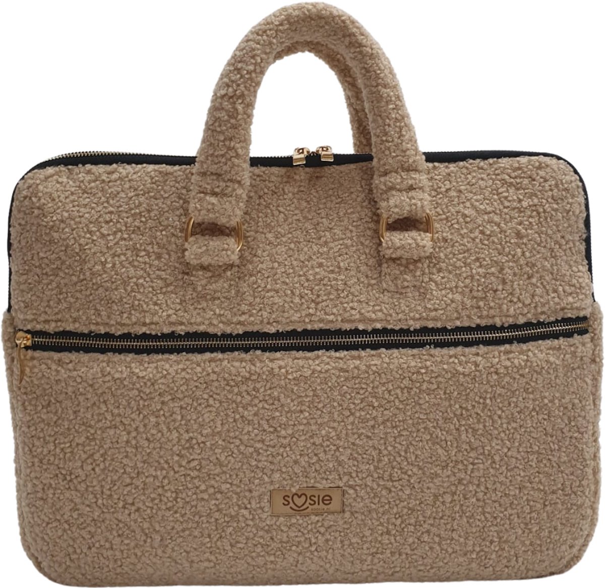 SOOSIE - Teddy Bounce Laptop Sleeve - Laptop Hoes - Laptop Tas - Laptopcover - 40x30x4 cm – Geschikt voor 13 tot 15.6 inch – Beige