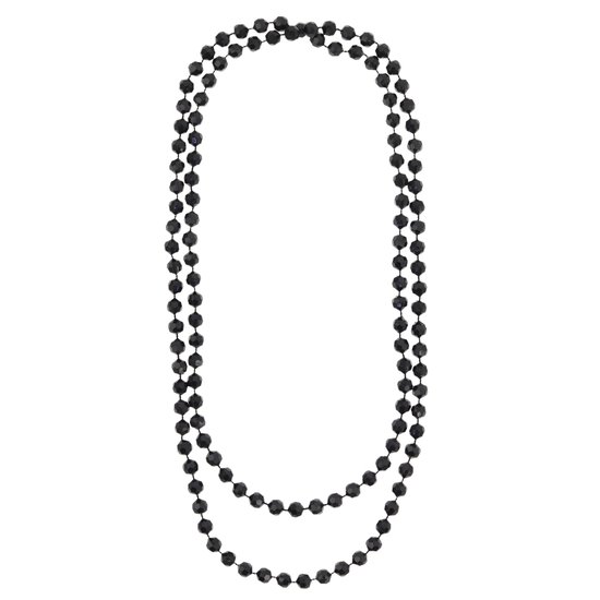 Behave – Collier – Zwart – Long Collier de perles à facettes – 120 cm – Elegant – Vintage