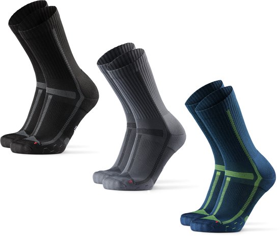 Chaussettes de course longue distance DANISH ENDURANCE Crew pour homme et femme, 3 paires - Anti-ampoules - Taille 48-50