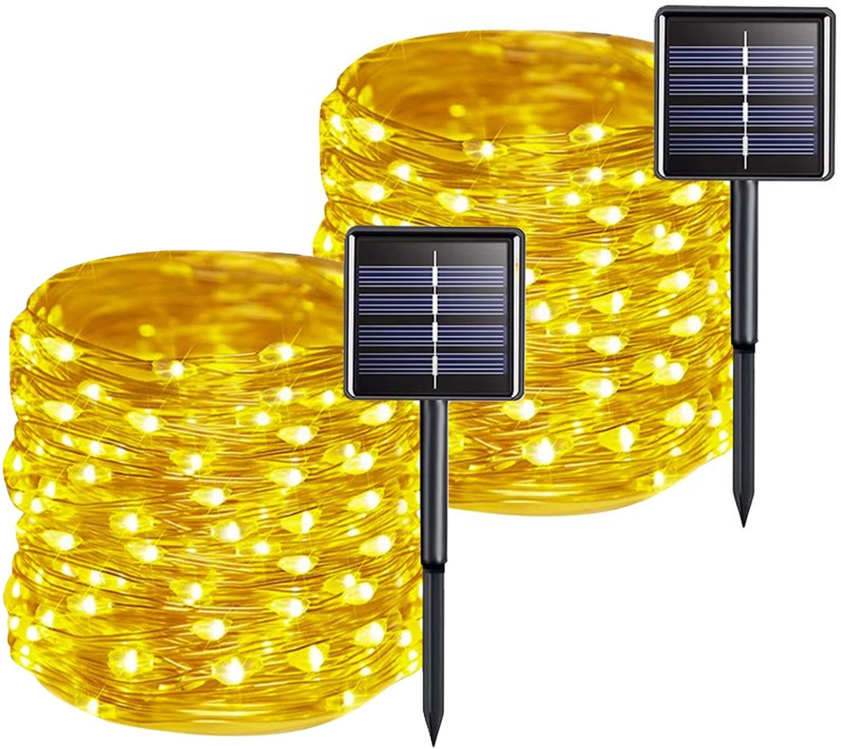Gardlov Lichtsnoer/Garland - 2x - op zonne-energie - tuinverlichting - 15 meter - lichtslinger