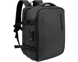 Hanamura Handbagage Reistas - Rugzak met TSA Slot - 16 inch Laptopvak - 40 × 30 × 20 cm Rugtas - Weekendtas - Geschikt voor alle Airlines - Zwart - Hanamura
