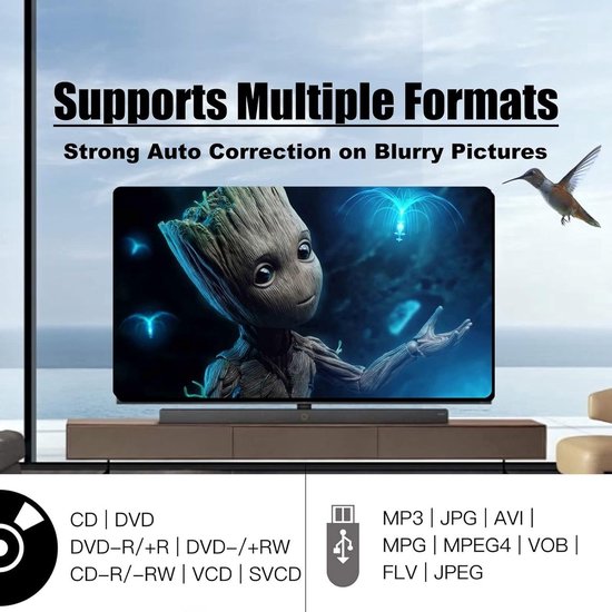 QPFO® DVD Speler met HDMI - Compacte DVD en CD Speler - Full HD 1080p - Inclusief HDMI Kabel en Afstandsbediening - Wit — afbeelding 3