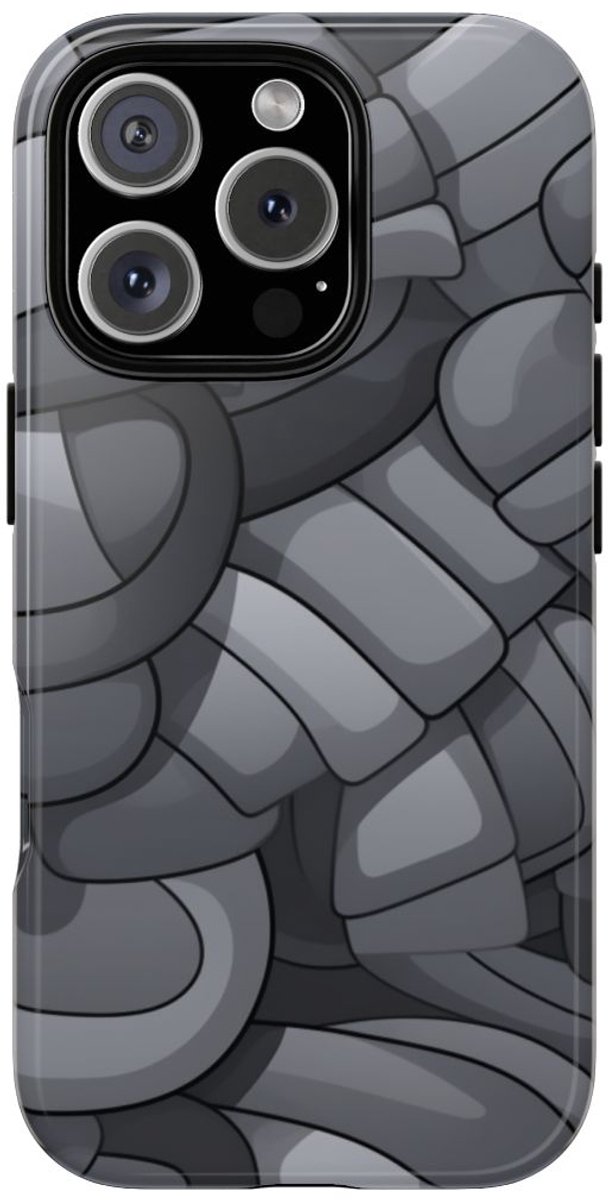 Grijs Abstract Buispatroon – Telefoonhoesje Geschikt voor iPhone 16 Pro