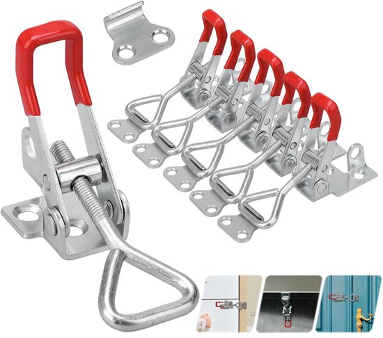 Serrure à ressort Tovbmup - Acier inoxydable - Lot de 6 - Serrure à levier avec paroi latérale - Métal - Convient aux armoires - Charge maximale : 100 kg