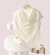 Luxe Wollen Mesh Sjaal – 100% Wol, Gecombineerde Platbinding & Opengewerkt Design – 70x70cm Cadeauverpakking