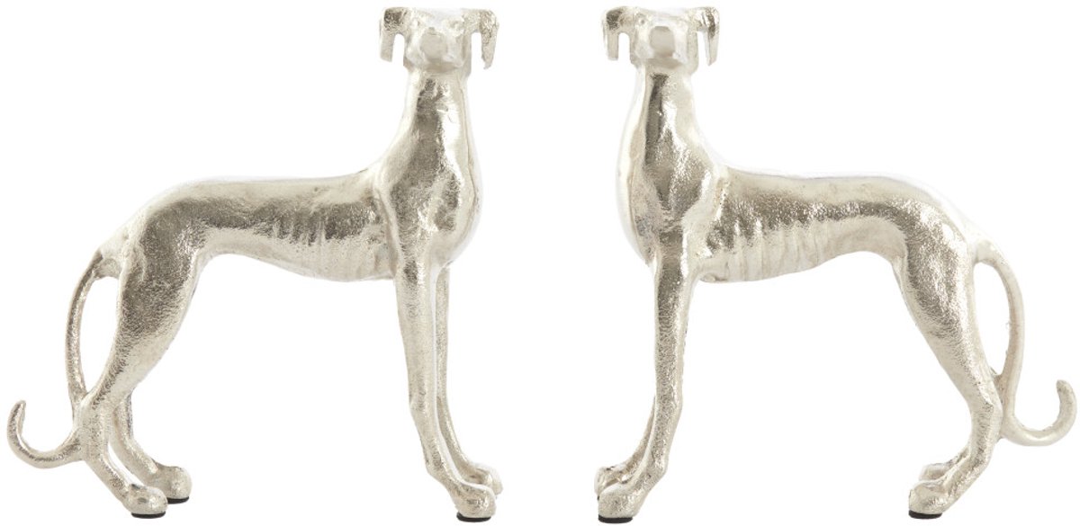 Ornament DOGS - 17x8x18 cm - Zilver - Set van 2