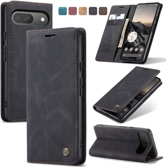Caseme - Telefoonhoesje geschikt voor Google Pixel 10/10 Pro - Wallet Book Case - Met Magnetische Sluiting - Zwart