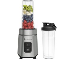 KitchenBrothers Mini Blender - Blender to Go - 2 Standen - Smoothie Maker - 2 To-Go Bekers 600 ml - Zwart