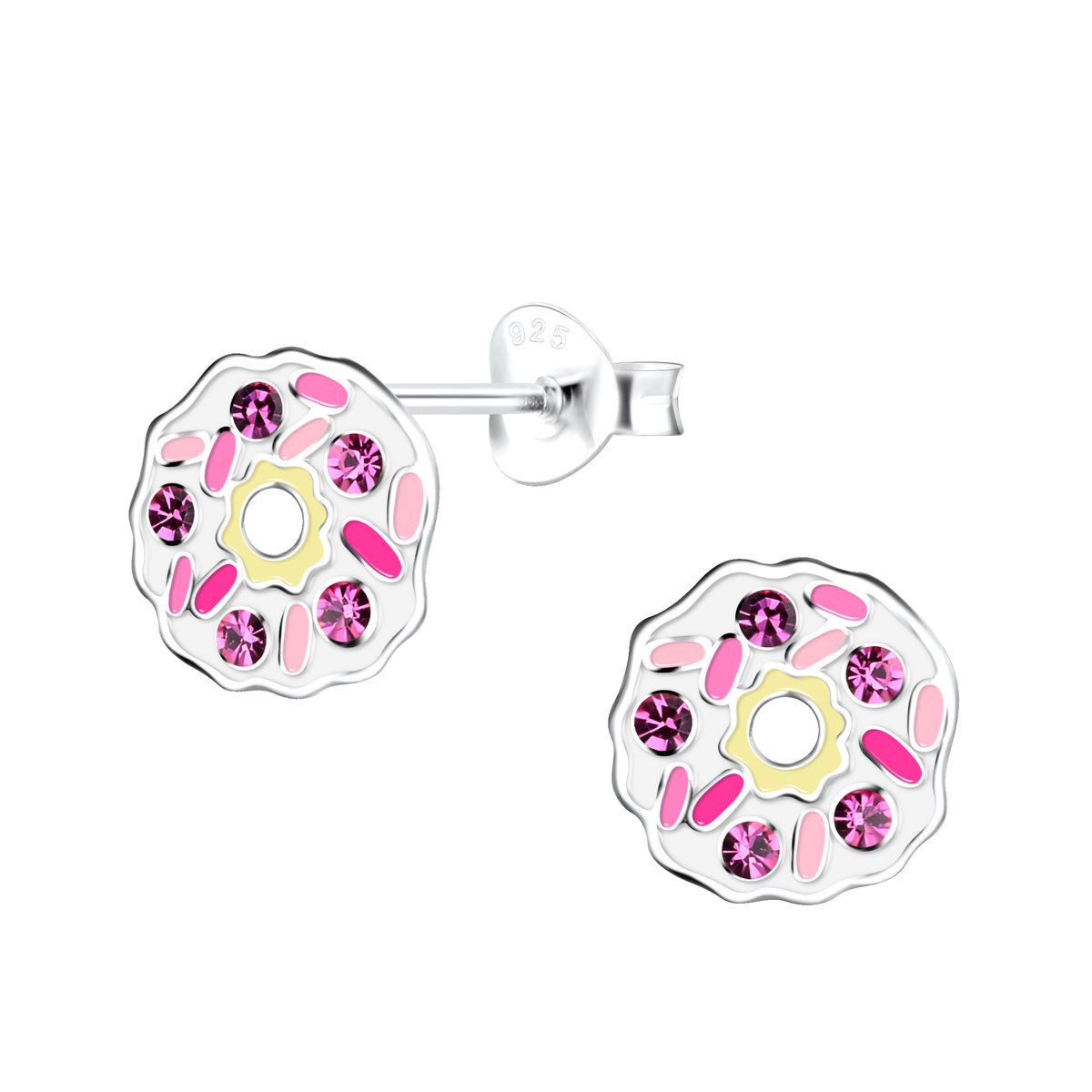 Oorbellen meisje donut - zilver - glinster