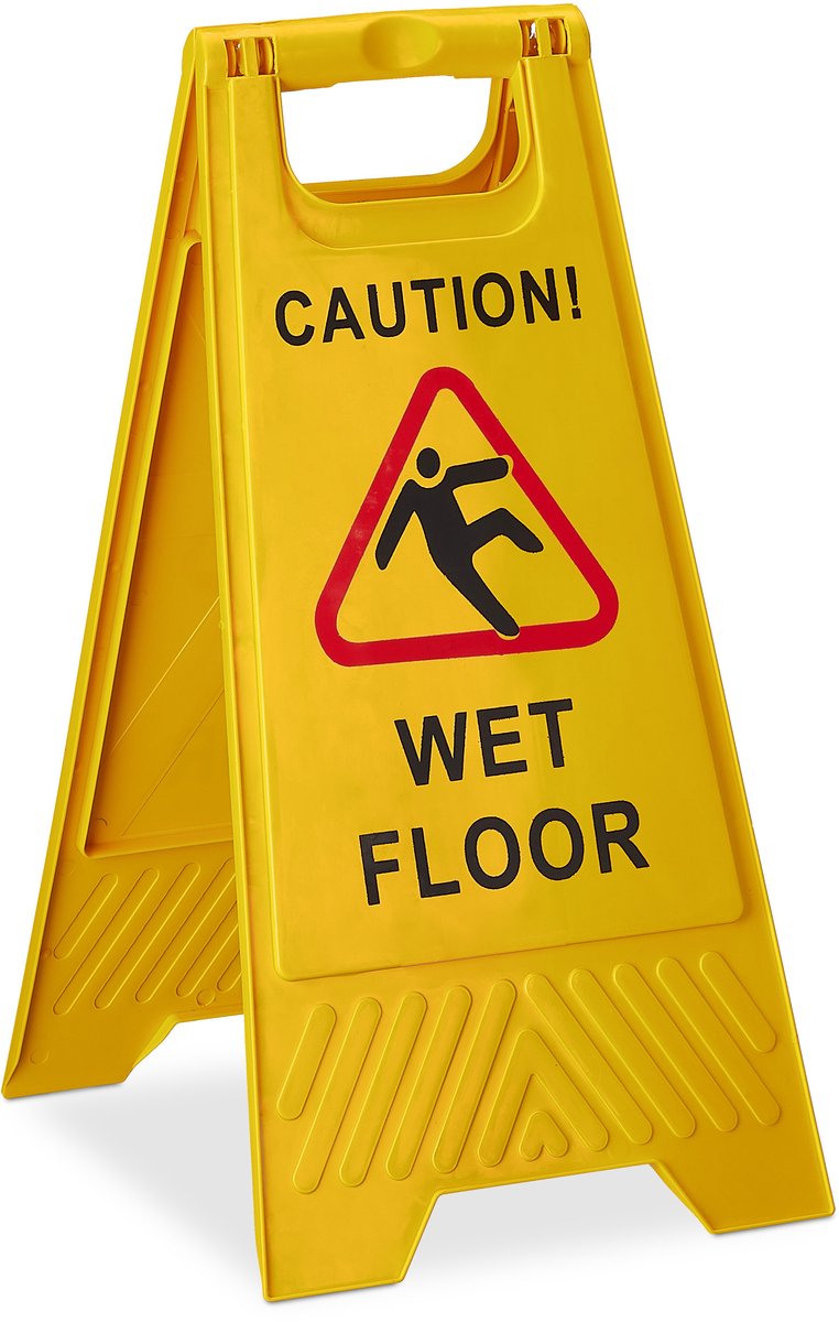 10 x waarschuwingsbord „Caution Wet Floor“ - klapbaar - gladde vloer bord - geel