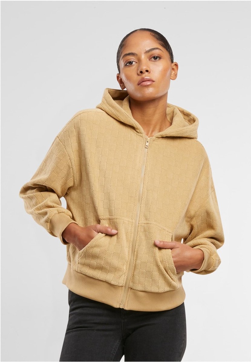 Urban Classics Jacquard Velvet Oversized Vest met capuchon XL Beige