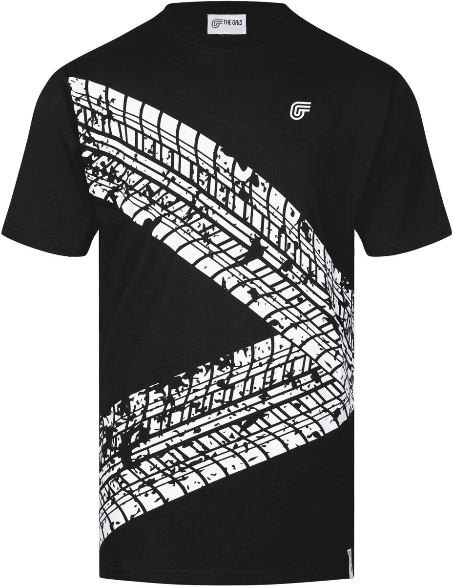 T-shirt Tire Mark Zwart, maat L - The Grid lifestyle - Racing lifestyle - T-shirts