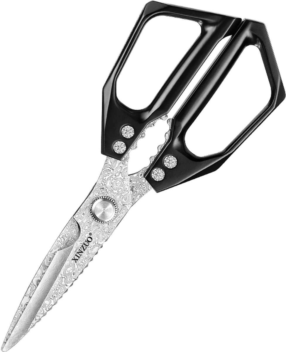 Damascus Keukenschaar Professioneel - XinZuo - Multifunctioneel - 110 laags damascus staal - handvat van gebronsd aluminiumlegering - hardheid 58-62 HRC - langdurig scherp