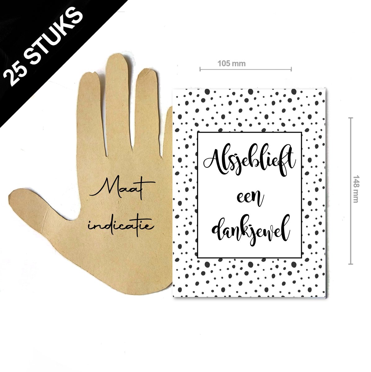 25 stuks Bedankt wenskaarten ansichtkaarten alsjeblieft een dankjewel zwart wit dots - A6 formaat enkele kaart excl. envelop 25 stuks - cadeau kaarten voor bedrijven particulieren bedankjes - pensioen afscheid bruiloft jubileum