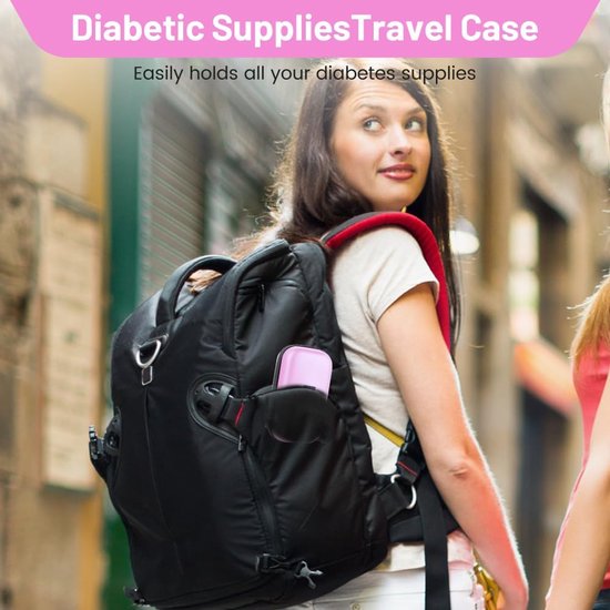 Diabetes koeltas - inclusief icepack - 21*13*8cm - diabetes etui - insulinepennen - insuline koeltas - koeltasje voor op reis - Diabetes etui - koeltas - Koelbox - IJspak - Diabetes Tas - Geschikt VoorDagelijks Gebruik en Reizen - roze van Merkloos — afbeelding 3
