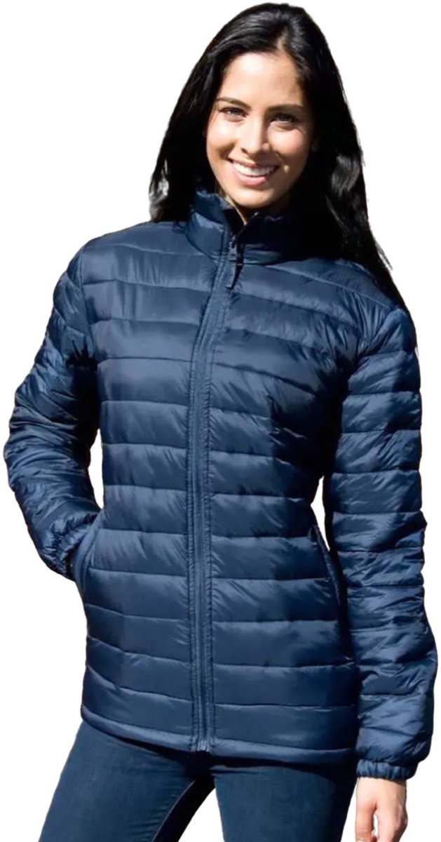 Getailleerde Dames Puffer Jas - Blauw - Slim Fit - Gewatteerd - Licht
