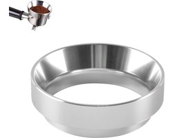 58mm Doseertrechter - magnetische espresso-doseertrechter - met vier magnetische kralen om te voorkomen dat poeder rondvliegt - koffie-accessoires - espresso-doseerring van aluminiumlegering voor barista's - geschikt voor 58 mm filterhouder - zilver