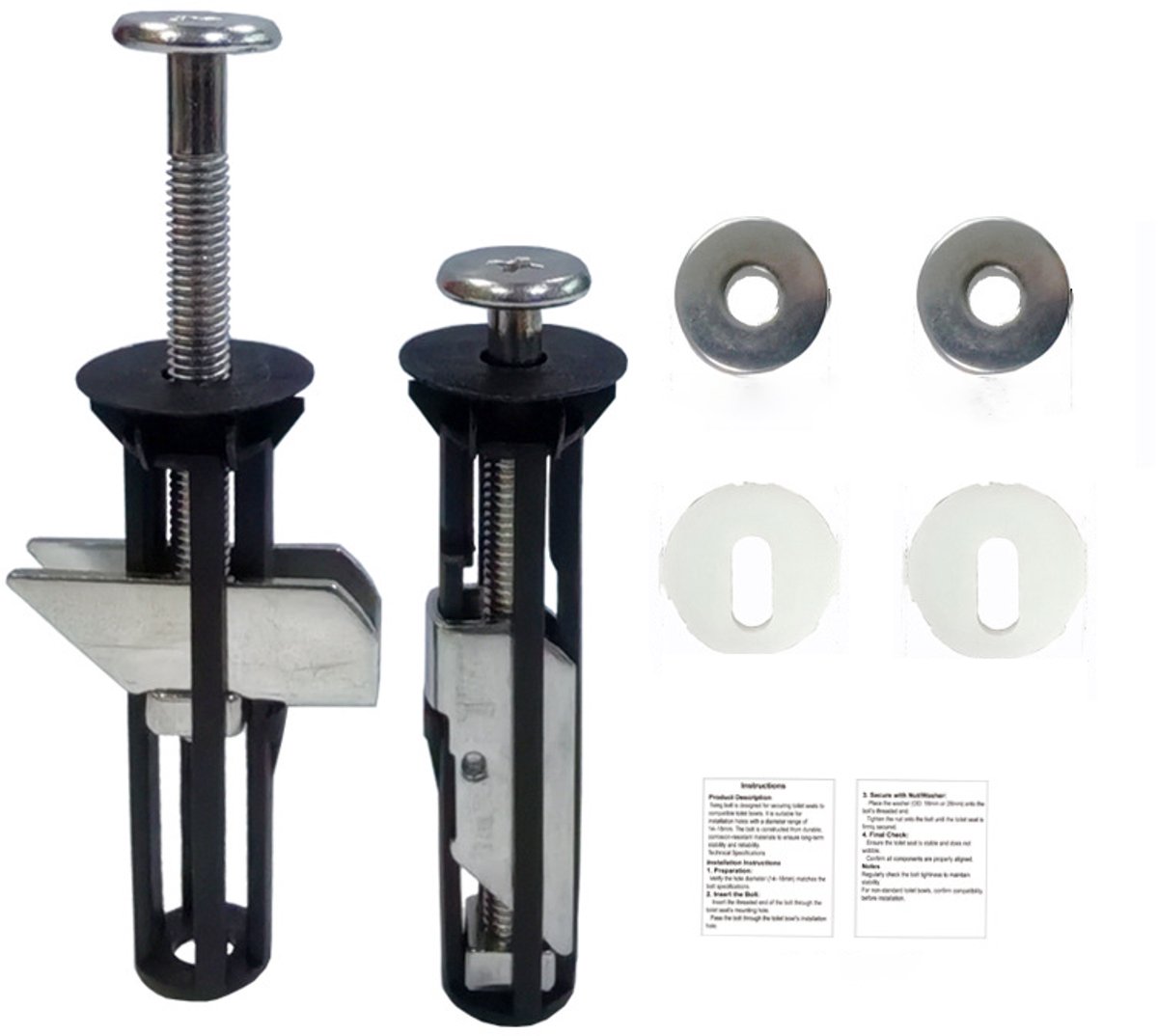 7-pack - Toiletbrilboutset - Toiletreparatie - Bevestiging van toiletdeksel - 2-pack bevestigingsschroeven (2 ringen van 18 mm, 2 ringen van 28 mm, 1 gebruiksaanwijzing)