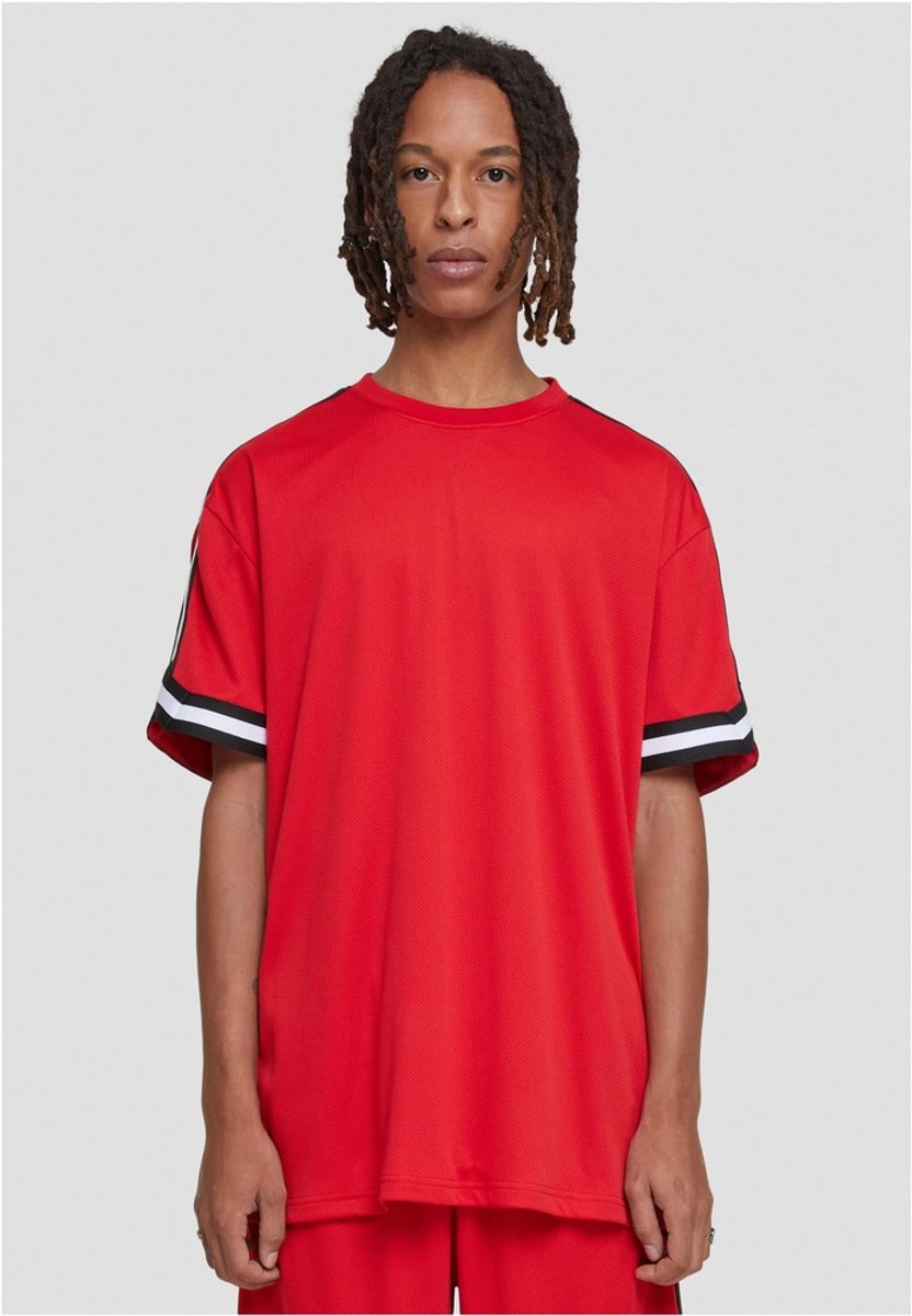 Urban Classics Oversized Stripes Mesh Heren T-shirt M Rood