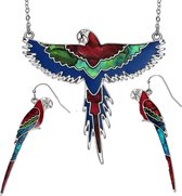 Tide Jewellery Paua Shell - Vogel Collectie - Red Macaw / Ara Papegaai Set
