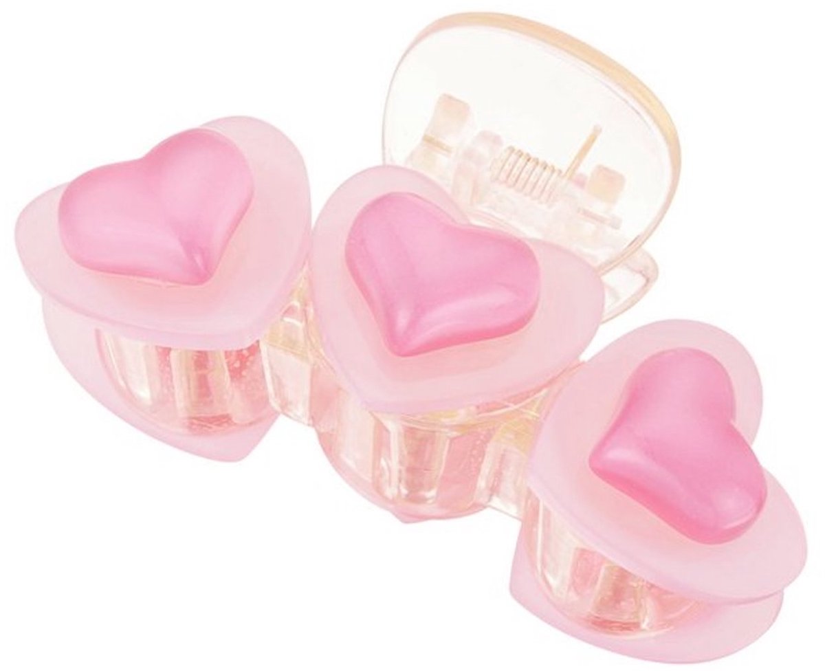 Haarklem met roze hartjes - Cute design - 8 Centimeter - Stevige grip - Damesdingetjes
