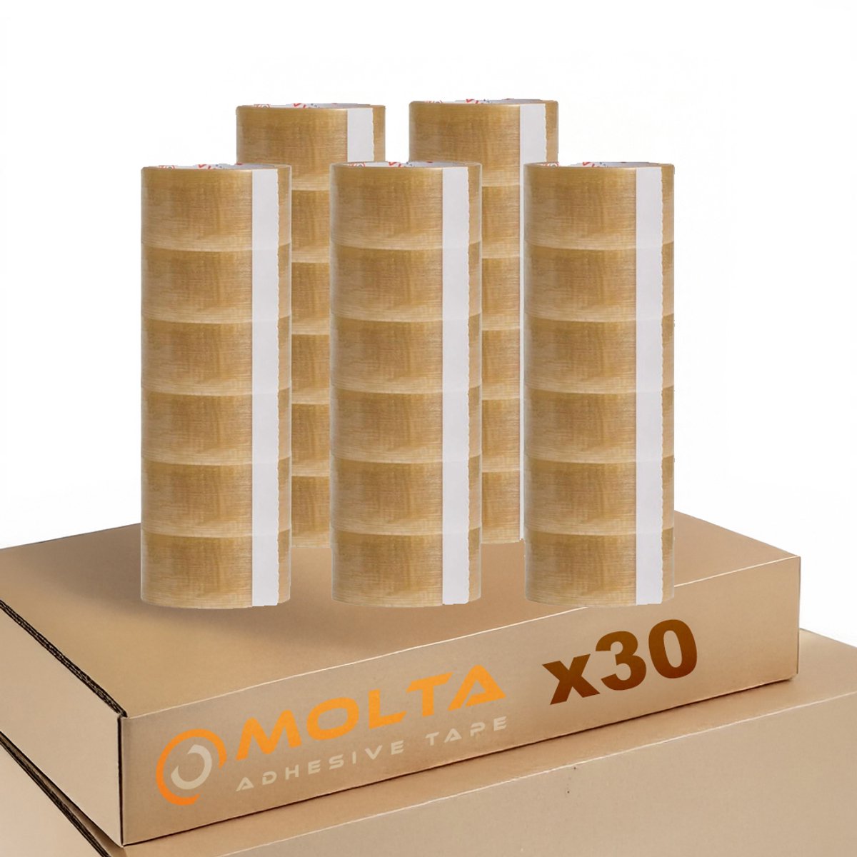 MOLTA | SOLVENTA PLUS TRANSPARANT Verpakkingstape 48 mm x 55 m | Kartonnen tape | Verpakkingstape voor pakketten en dozen - 30 Rollen | NATURAL RUBBER
