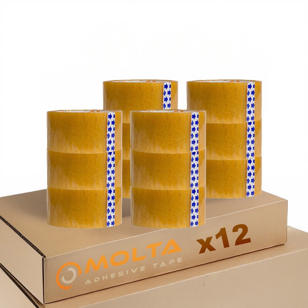 MOLTA | SOLVENTA TRANSPARANT Verpakkingstape 48 mm x 55 m | Kartonnen tape | Verpakkingstape voor pakketten en dozen - 12 Rollen | SYNTHETIC RUBBER