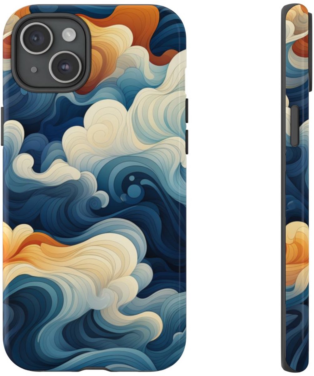 Abstracte Golvende Patronen – Telefoonhoesje Geschikt voor iPhone 15 Plus