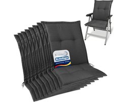Beautissu HighLux NL Set van 8 Tuinkussen Lage Rug Kussen 105x50x7cm Outdoor Zitkussen voor Tuinstoel Antraciet