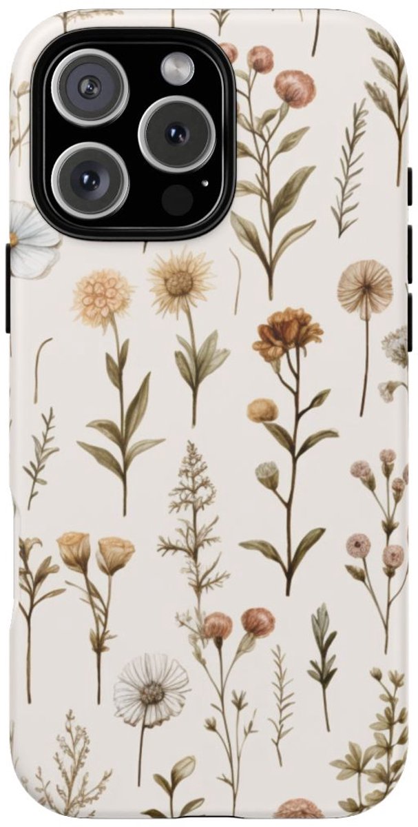 Handgetekende Wilde Bloemen en Kruiden – Telefoonhoesje Geschikt voor iPhone 16 Pro Max
