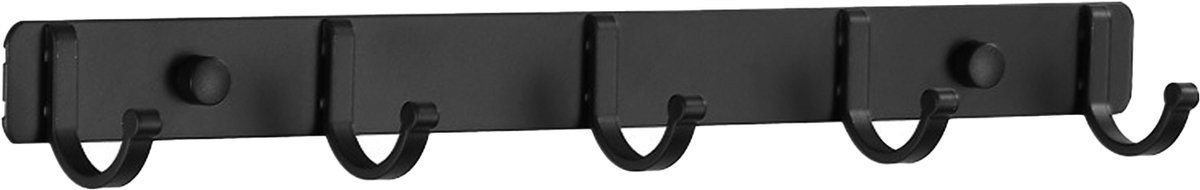 Peysaitr - Kapstok - Aluminium - Kapstok met 5 haakjes voor jas, handtas, handdoek - Badkamer- en keukenhaken - Zwart - 36cm - 1 stuk