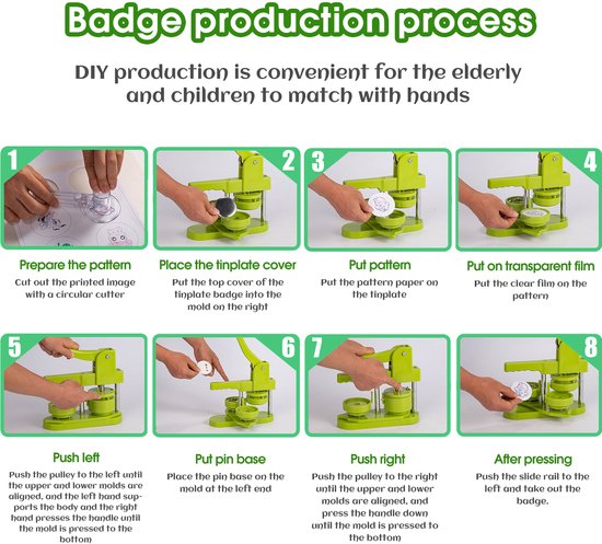 Machine à Badges 55 Mm – Kit DIY 48 Pièces – Créez Vos Pins, Broches Et Porte-clés Personnalisés – Acier Et Plastique