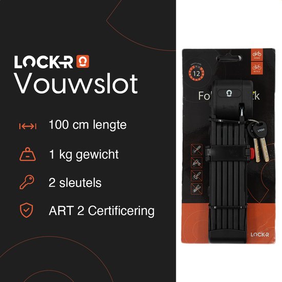 LOCK-R - Vouwslot -ART 2 Beveiligd - Scooterslot - Fietsslot - Hangslot van LOCK-R — afbeelding 3