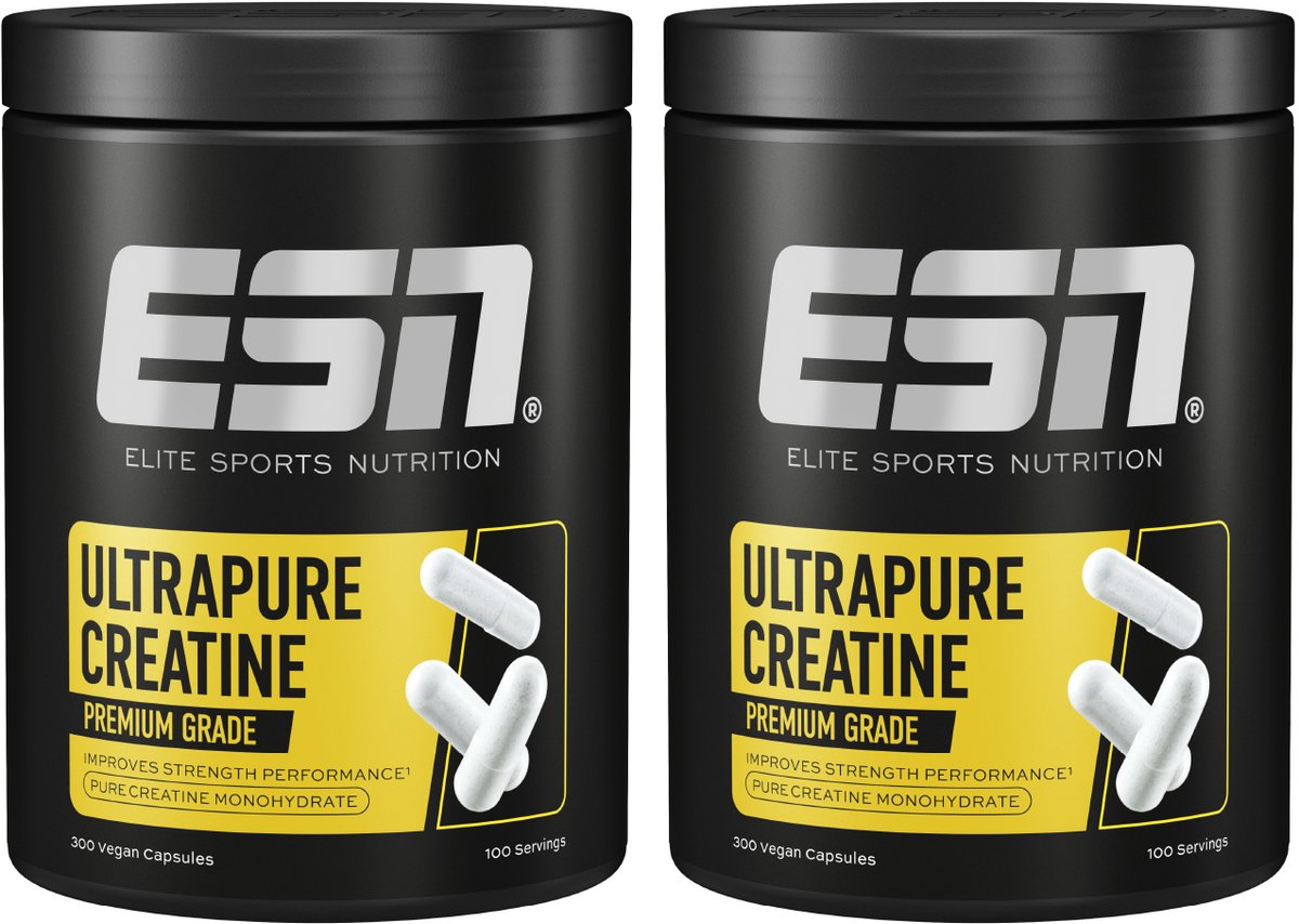 ESN Ultrapure Creatine Giga Caps, 2 x 300 Capsules Voordeelverpakking, 200 Porties Creatine Monohydraat - Vegan