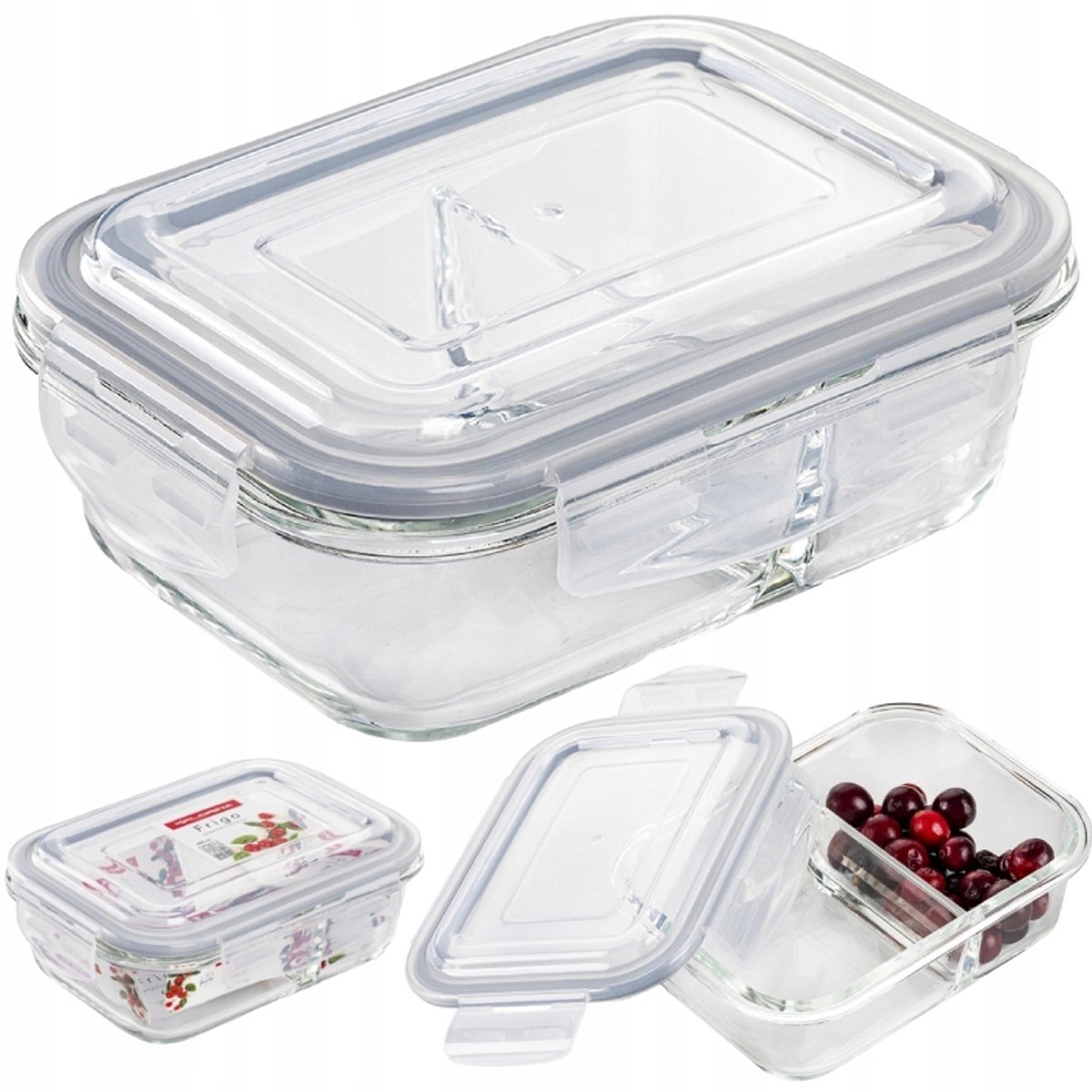 Glazen Lunchbox Dubbel 600ml Hermetisch met 2 compartimenten