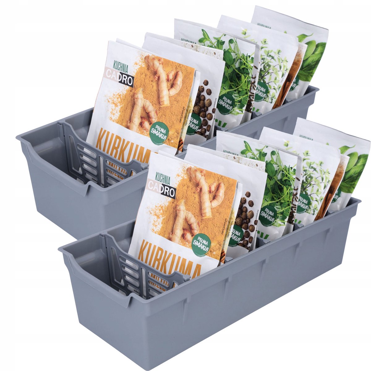Organisator Kruidenbakjes - Set van 2 stuks - Grijs