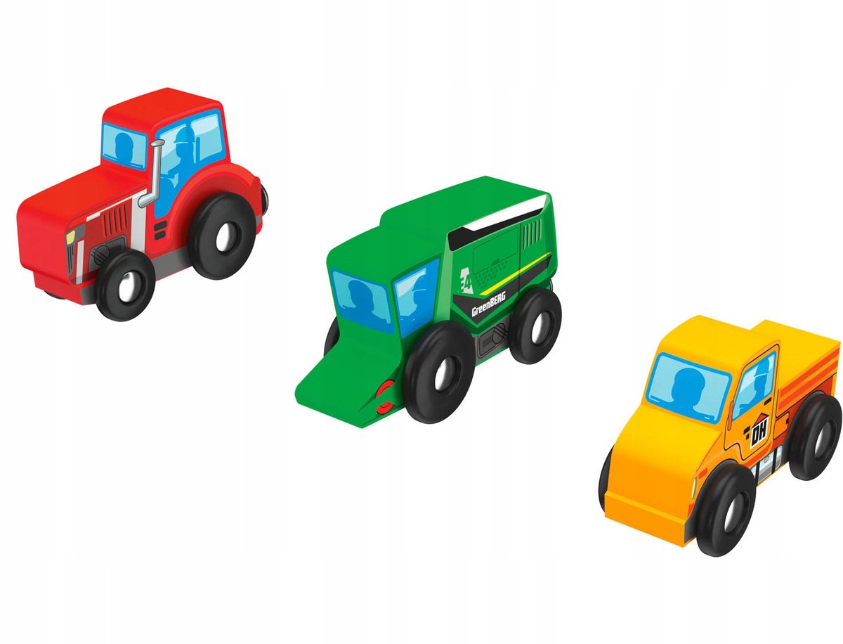 Playtive Houten Boerderij Voertuigen Set - 3 Stuks, 2+