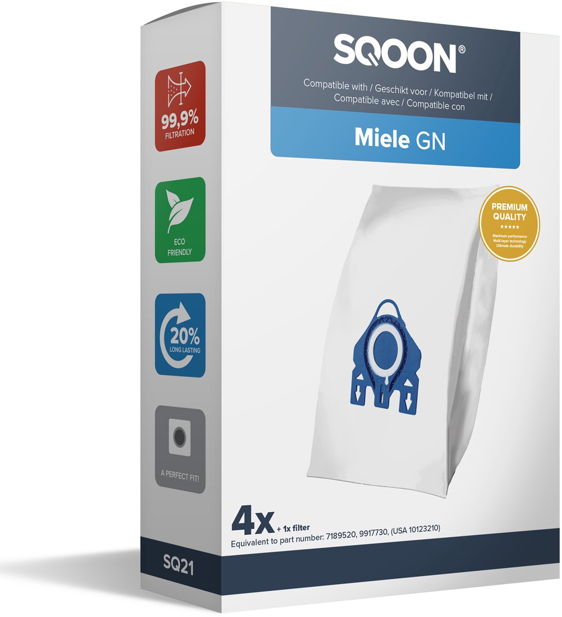 SQOON ® - Stofzuigerzakken geschikt voor Miele HyClean G/N - Miele 9917730 - o.a. Miele Complete C2 Complete C3 Classic C1 S8 S5 S2 Series