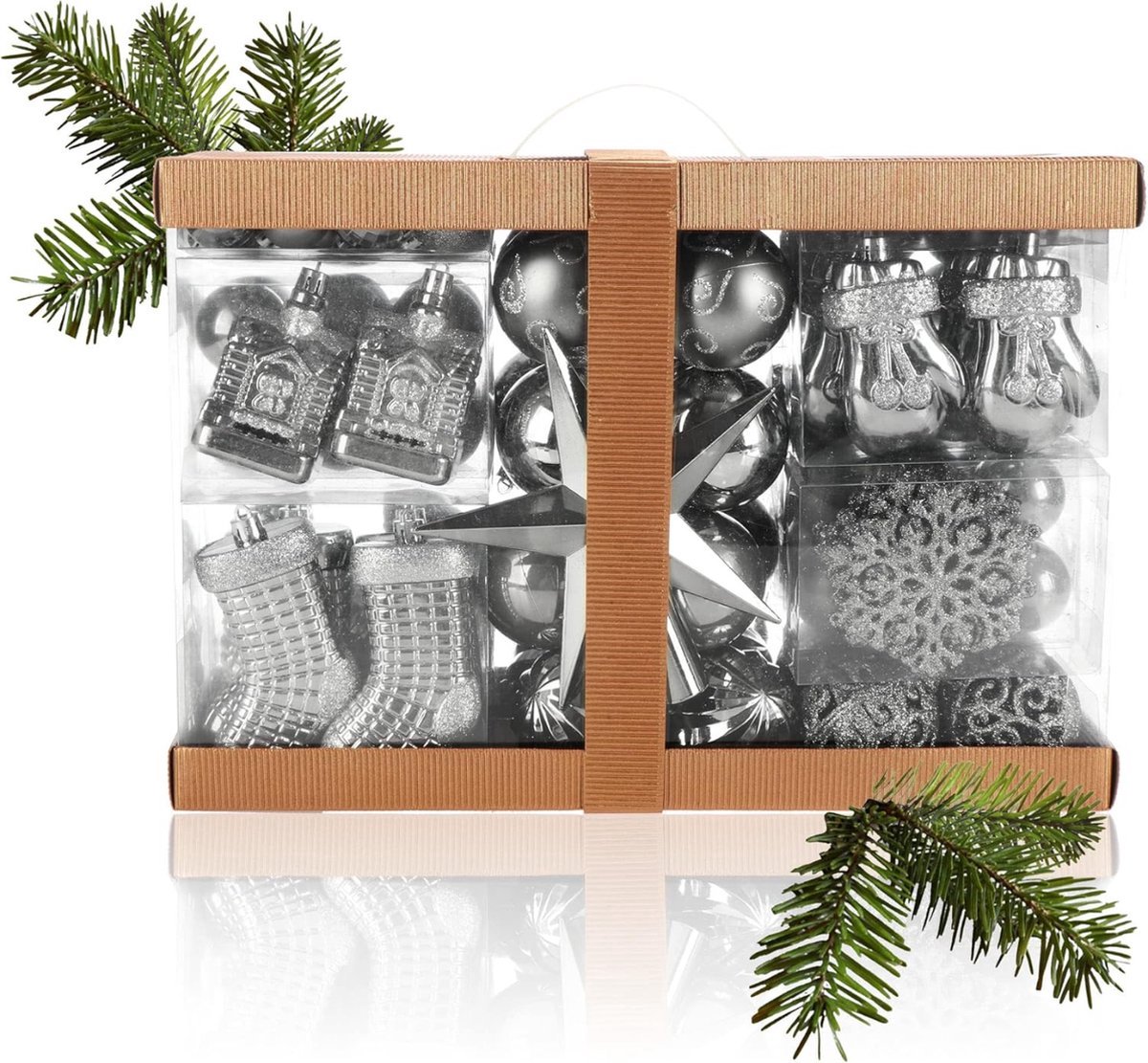 Thuys – Set Van 128 Kunststof Kerstballen Voor De Kerstboom - Inclusief Hangers - Perfecte Boomversiering Voor Kerst