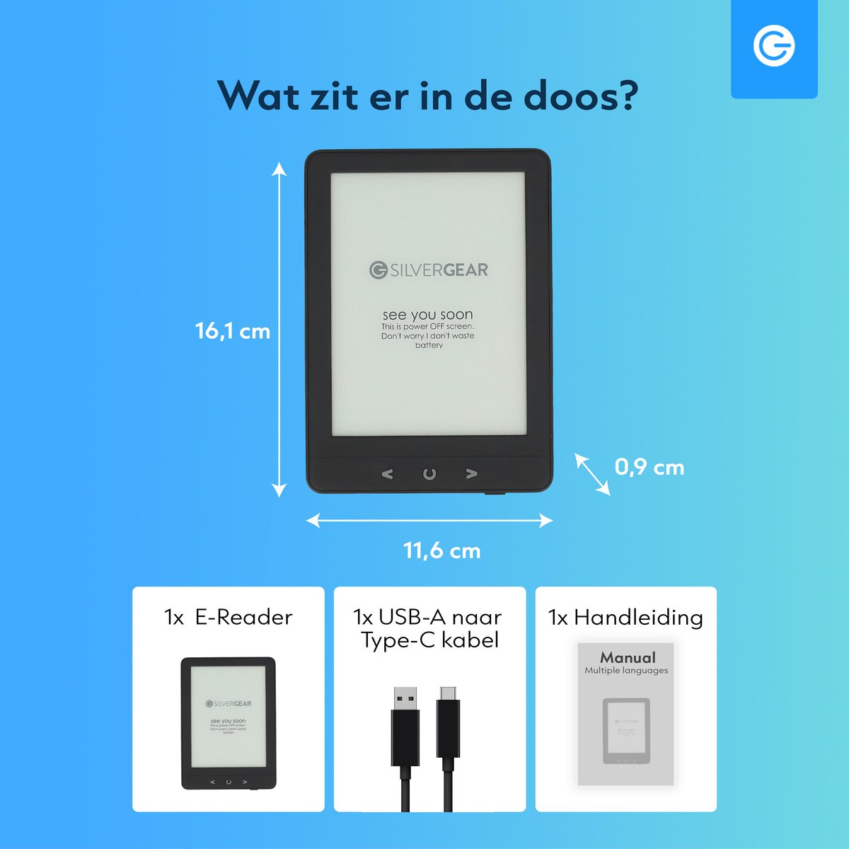eReader 6 Inch E-Reader met Backlight en 17U Schermtijd - afbeelding 2