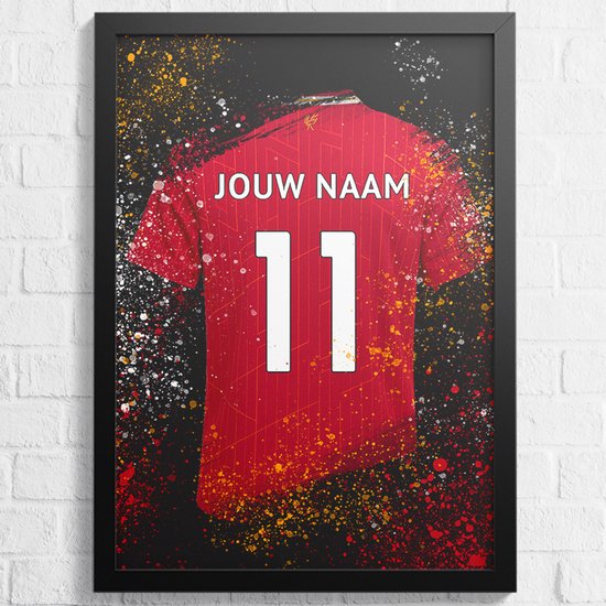 Poster de Liverpool Voetbal - Personnalisé avec votre naam - Poster maillot de Voetbal - Format A2+ 43,2 x 61 cm - Un cadeau de football unique