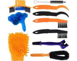 OIMG 10-delige - Professioneel Fiets Schoonmaak Set - Multifunctioneel Kettingreiniger Fiets - Ketting Schoonmaken - Kettingborstel - Fietsketting Reiniger - Cycling Bike Cleaning - Fietsreiniging set - Borstel - Ideaal voor Fiets /berg /weg