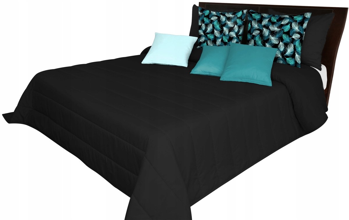 Elegant gewatteerd dekbedovertrek 240x240cm - Stijlvol zwart