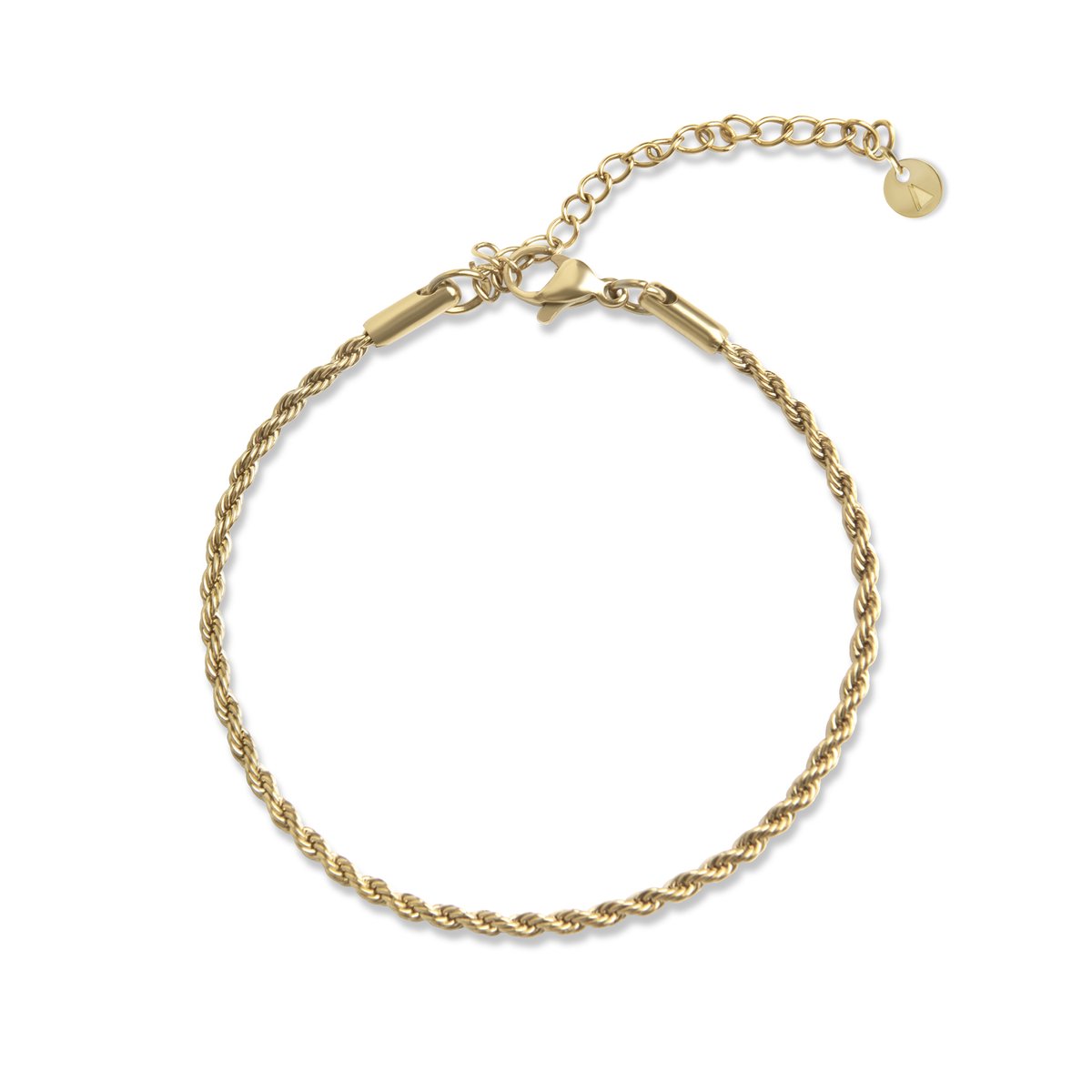 Amberz - Koordarmband dames – gedraaide gevuld armband goud kleurig - 2mm Pax