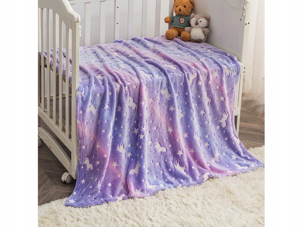 Zachte Pluche Deken met Sterren & Paarden - Lichtgevend in Donker - 150x180cm
