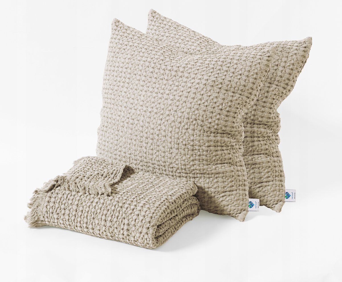 Vital Home Katoenen Plaid Caffe Latte 125x200cm met Franje