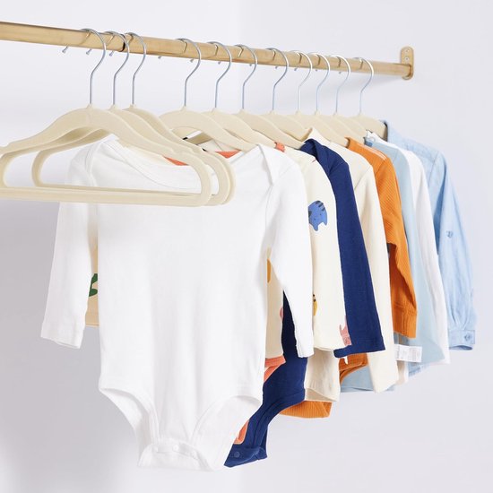 BAIFULAI 25 stuks houten kleerhangers voor kinderen, babykleerhangers voor kinderen, antislip, bruin, onafgewerkt, peuter/kind, kleerhangers