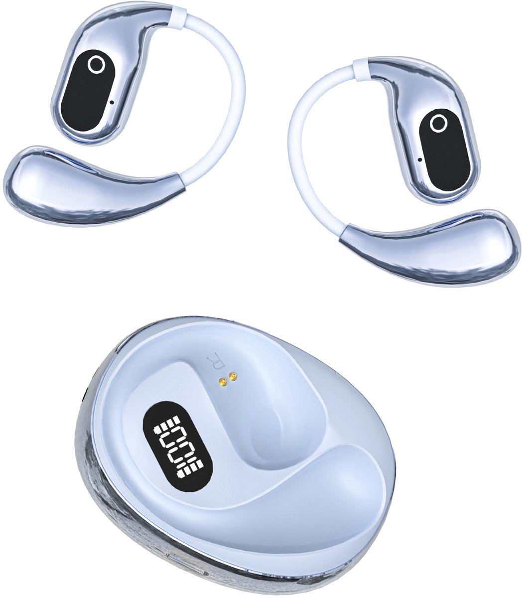 Waterdichte, draadloze hoofdtelefoon met botgeleiding - zweetbestendig, lange speelduur voor sport en wandelen (blauw)