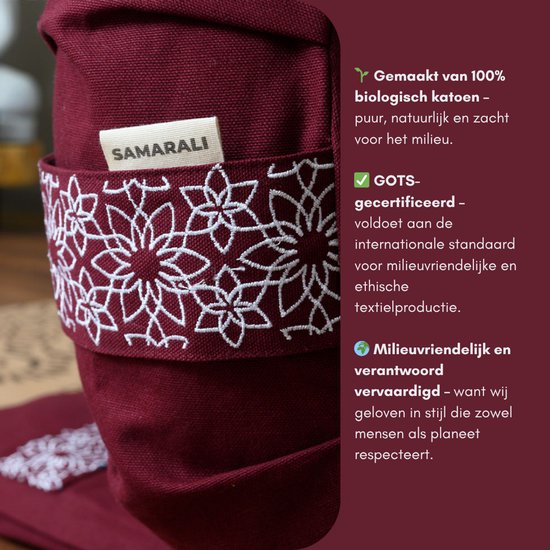 Samarali Kasteel Grijs Duurzaam Yoga Kussen Halve Maan - GOTS Eco Katoen, Milieuvriendelijk Boekweit, 34x20x17 cm van Samarali — afbeelding 5
