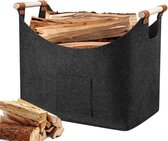 Houtmand Voor Haardhout - 50*40*32cm - Mand Voor Brandhout - Brandhoutmand - Opslag Binnen - Haardhout Mand - Opbergtas - Keuken Organiser - Opbergtassen - Opvouwbare Vilten Mand - Opbergmand - Voor het vervoer van hout, kranten, speelgoed, winkelen